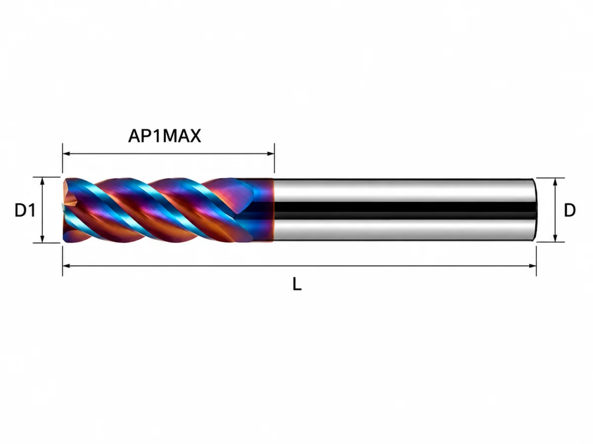 • 4 Flutes • Plain Shank • Metric Carbide Corner Radius End Mill